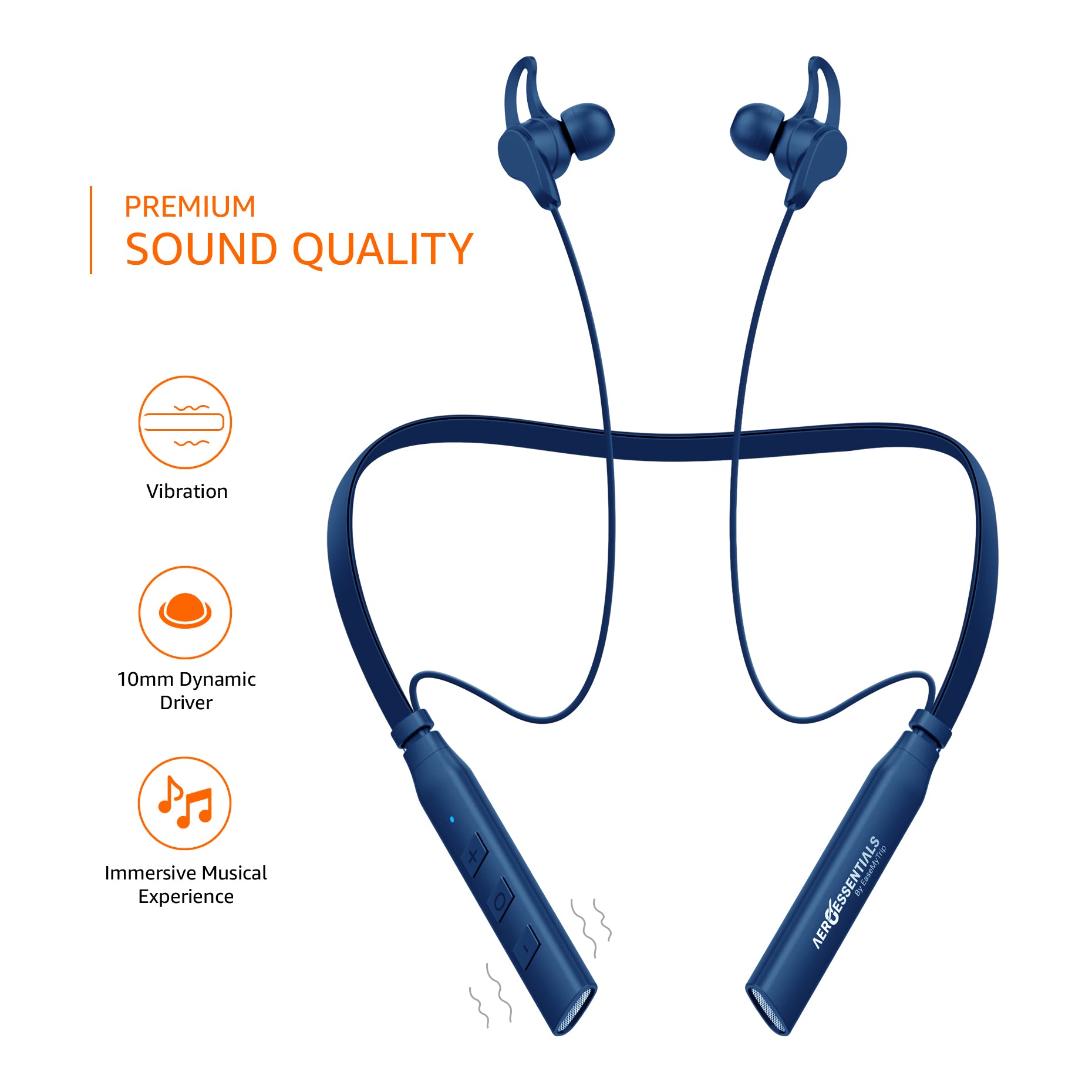 Blue wireless earbuds